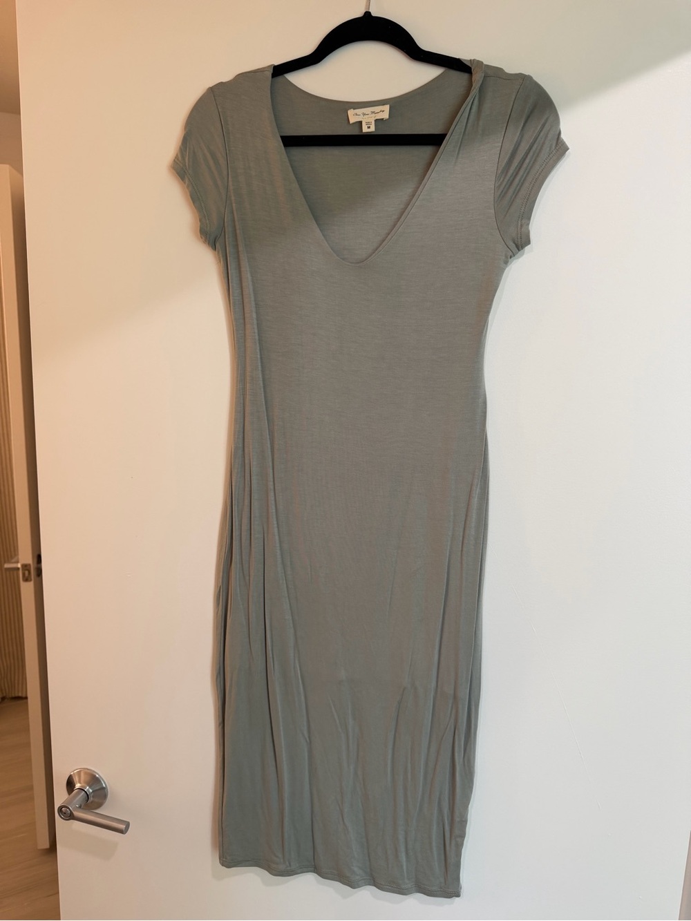 See You Monday Sage Green V-Neck Midi Dress